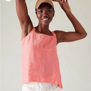 Athleta Women Voyager Tank Linen Tank Top Orange size Small.